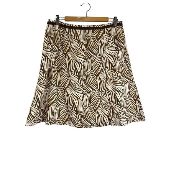 Talbots Urban Chic Floral Skirt 12 Brown Mini Tropical Resort Preppy Classic 80s - Picture 1 of 11